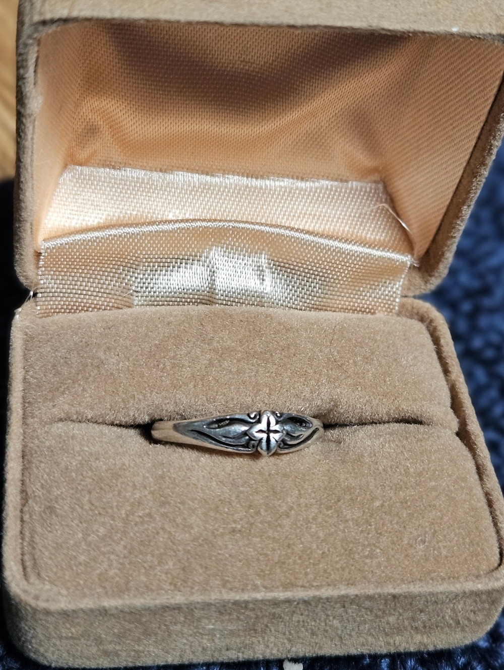 ISRAEL Solid Sterling Silver Cross Floral Accent Women's Ring Size 6